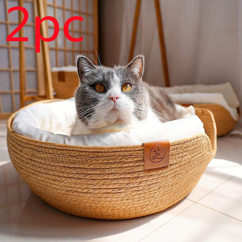 Surrounding Pillow Type Rattan Cat Litter Hanging Basket Cat Bed Four Seasons