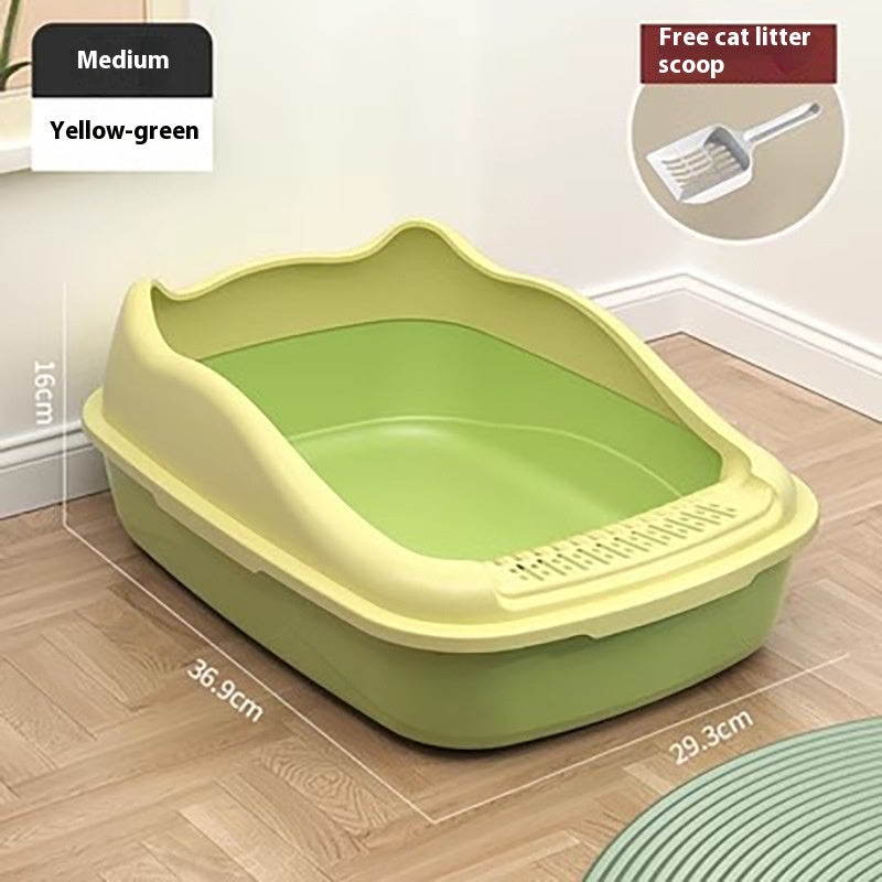 Litter Box Oversized Semi-enclosed Cat Toilet Anti-splash Cat Poop Basin