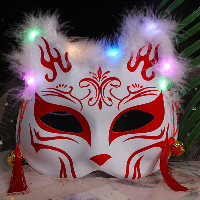 Luminous Feather Fox Mask Two-faced Cat