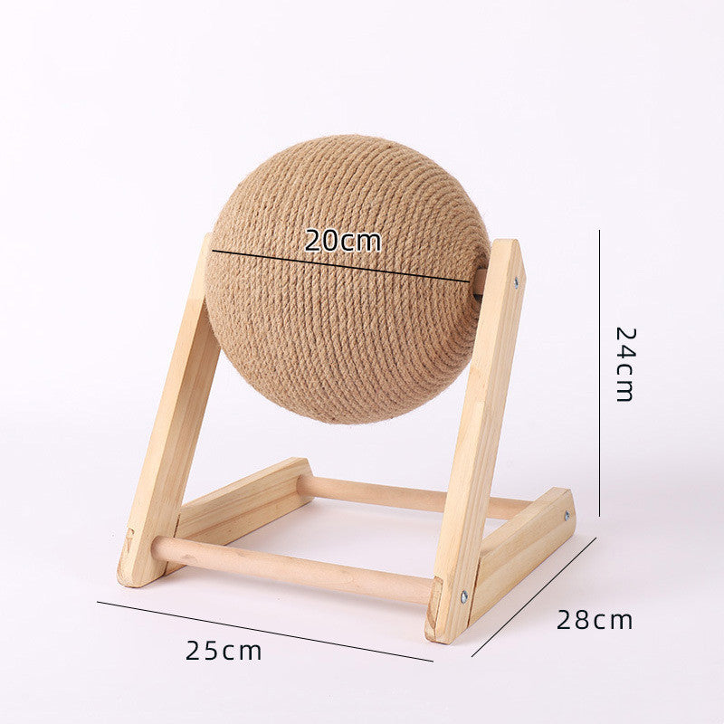 Cat Scratcher Sisal Rope Ball Cat Scratching Post Wood Stand Anti-Scratch Toy For Cats