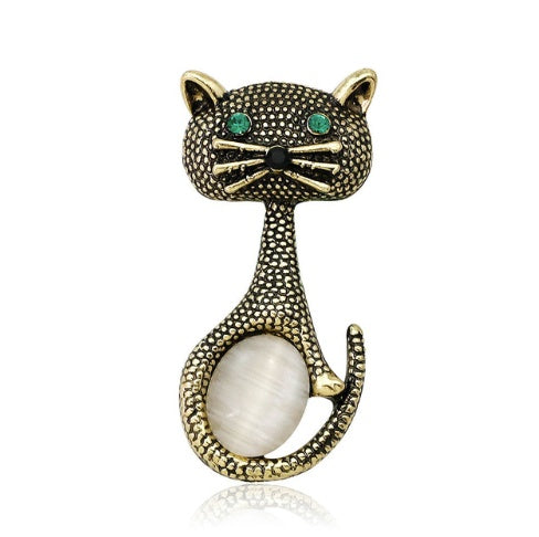 Lively Pride Cat Brooch for Party Shell Metal Crown Blue Crystal Enamel Pin Black Animal Brooch for Women Jewelry Accessories