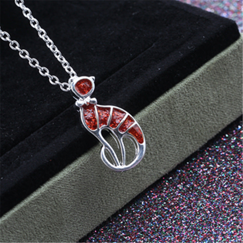 Epoxy cat necklace pendant fashion jewelry