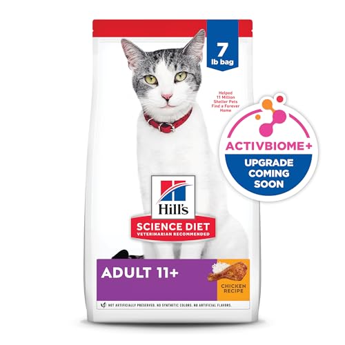 Hill's Science Diet Adult 11+, Senior Adult 11+ Premium Nutrition, Dry Cat Food, Chicken Recipe, 7 lb Bag