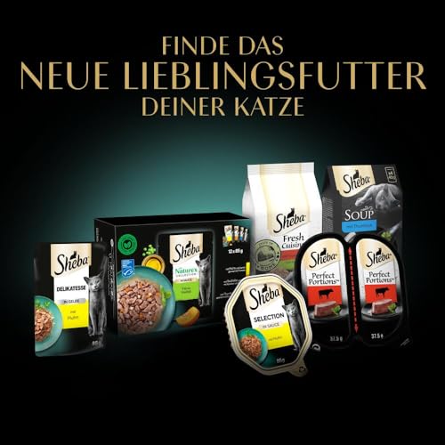 Sheba Katzennassfutter Selection in Sauce, 40 Portionsbeutel, 40x85g (1 Großpackung) – Katzenfutter nass, Geflügel Variation mit Ente, Huhn, Geflügel und Truthahn