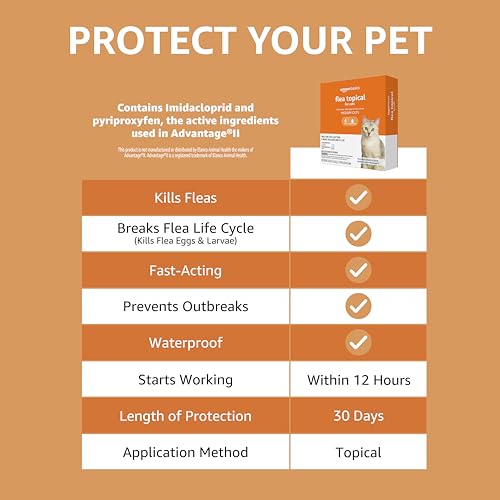 Amazon Basics Topical Flea Treatment for Medium Cats (5-9 Pounds), 4 Count (Previously Solimo)