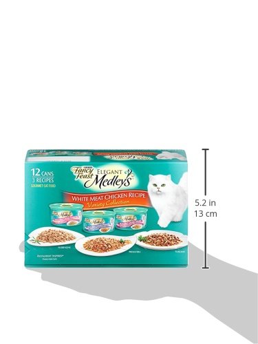 Purina Fancy Feast Wet Cat Food Variety Pack, Medleys White Meat Chicken in Sauce Collection - (Pack of 12) 3 oz. Cans