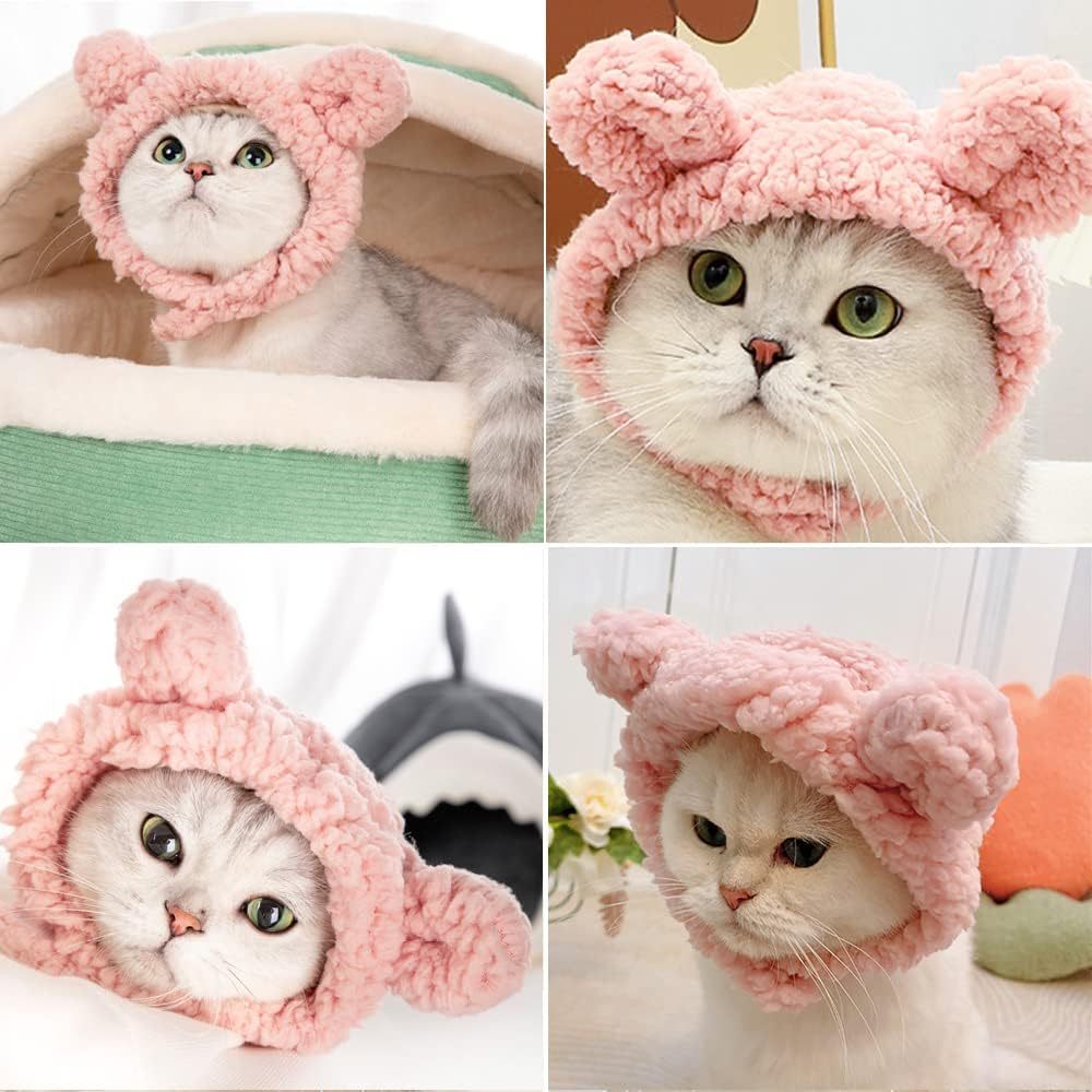 Cute Cat Costume Bear Hat For Cat Warm Soft Small Pet Headwear