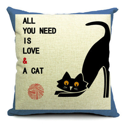 Cat cotton and linen waist pillow