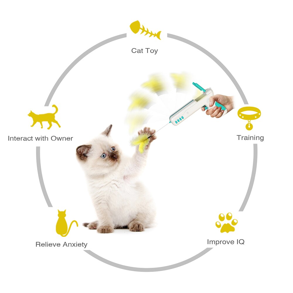 Funny Interactive Cat Toy With Feather&Ball Original Cat Stick Gun for Kittens Pet Products