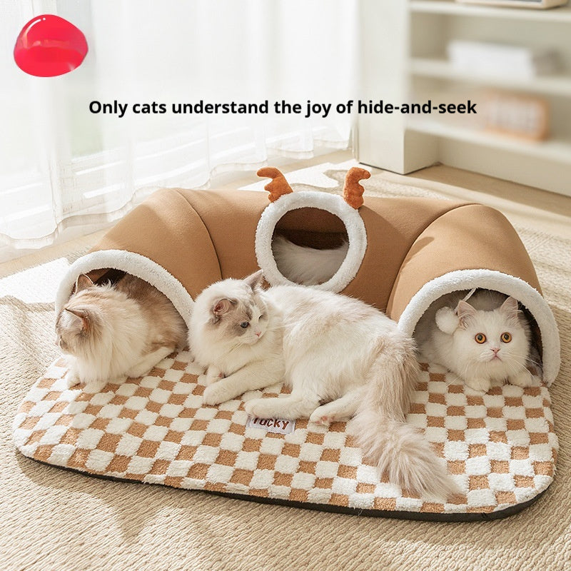 Hide-and-seek Tunnel Play And Sleep One Cat Nest