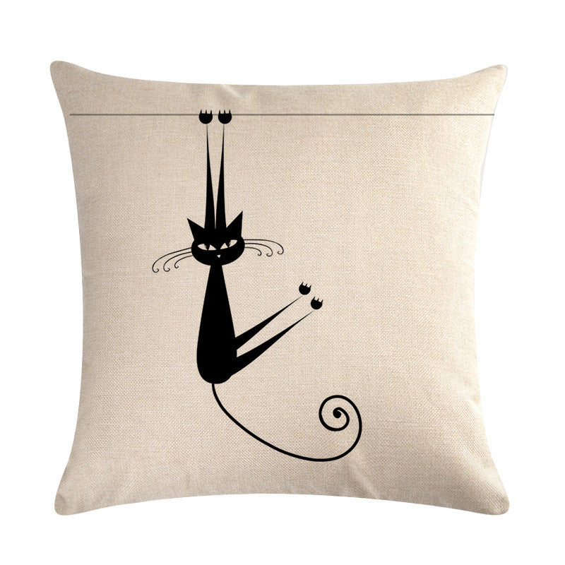 Little black cat series linen pillowcase