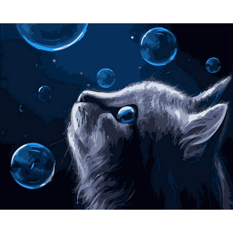 Digital oil painting creative animal cat without frame