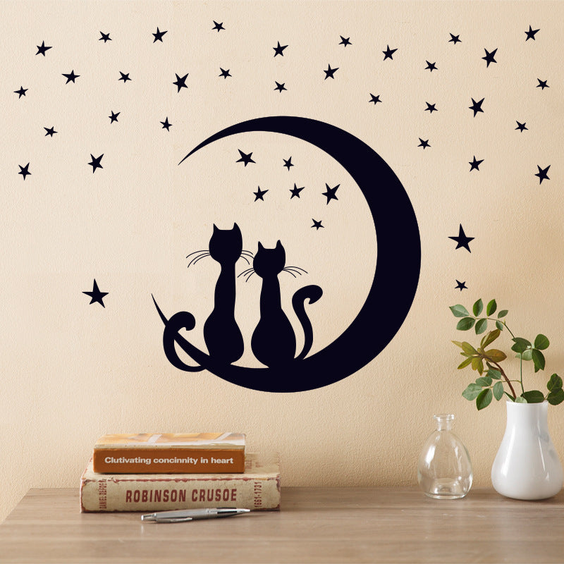 Removable Combination Cartoon Black Cat Decorative Wall Sticker