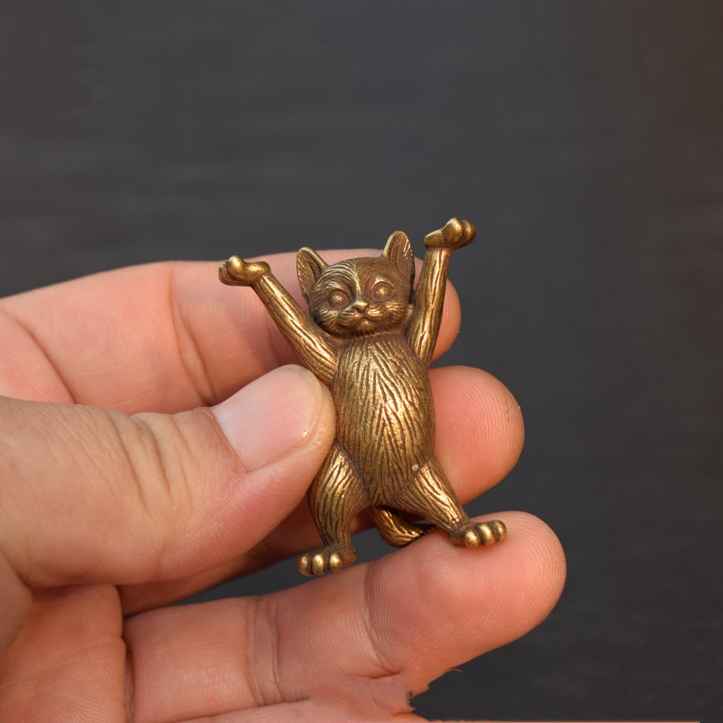 Small Copper Cat Antique Handicraft Ornaments