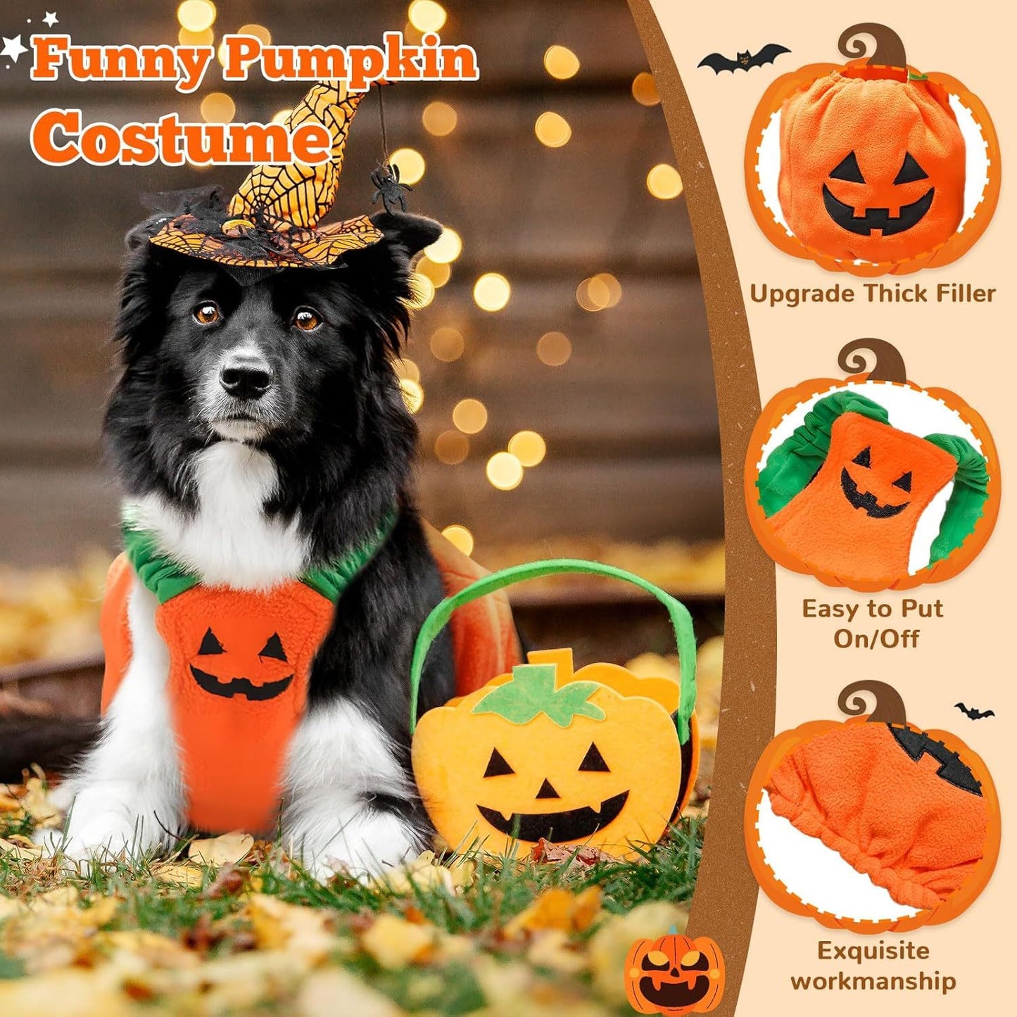 Funny Pumpkin Cat Halloween Costume Pet Cat / Dog Thick Plush Pumpkin Decoration Shirt Clothes For Small Medium Dogs Cats Puppy Cute Halloween Party Cosplay Dress Up Outfits