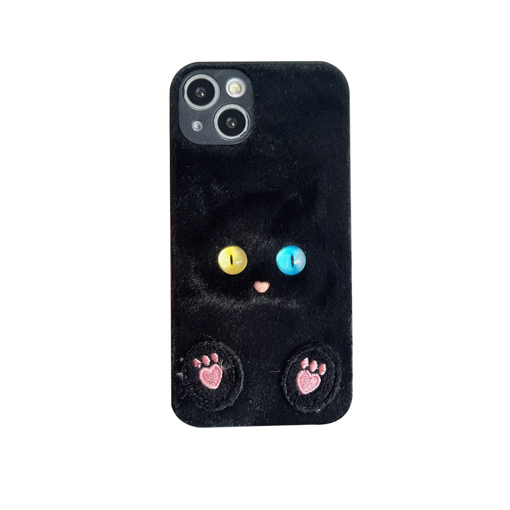 Plush Three-dimensional Cat Eyes Mobile Phone Case Anti-fall