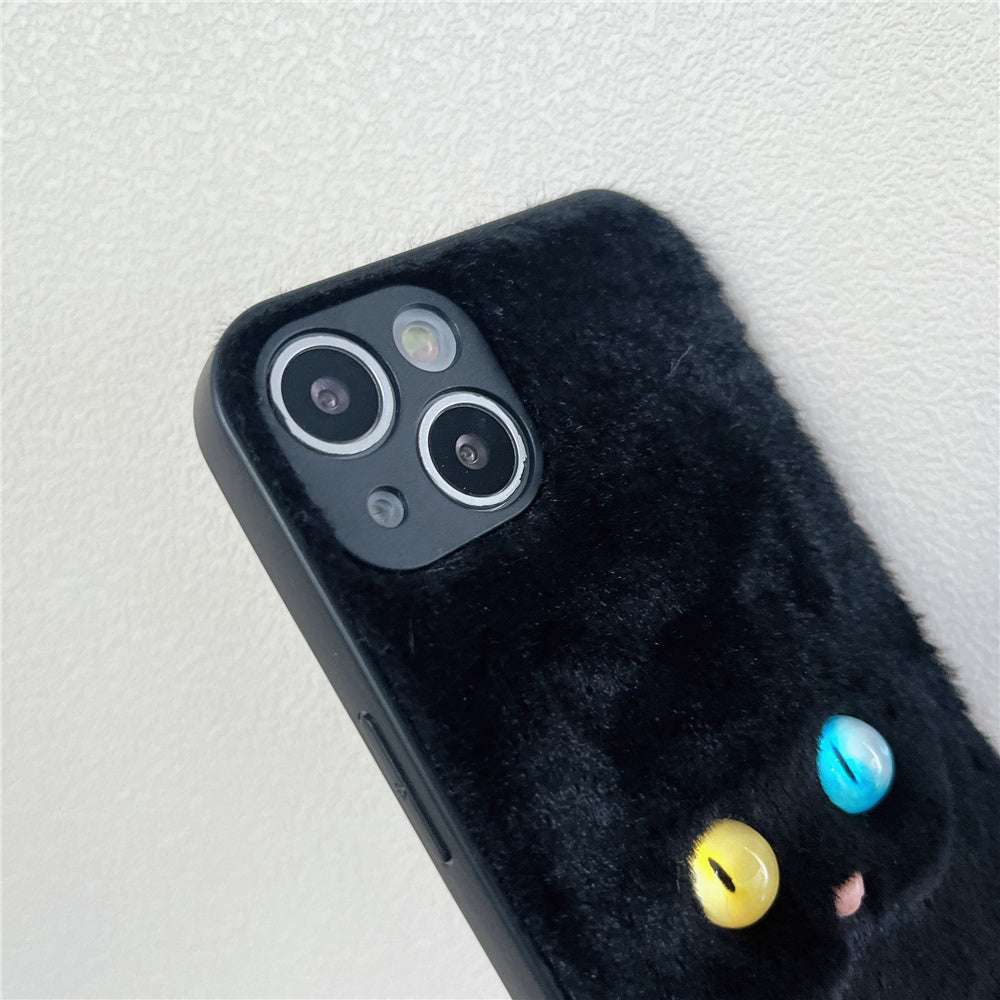 Plush Three-dimensional Cat Eyes Mobile Phone Case Anti-fall