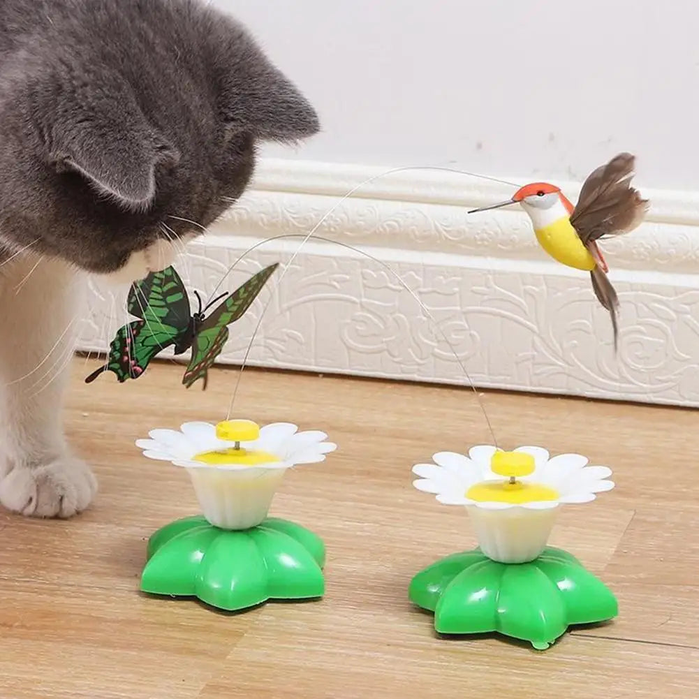 1PCS Electric Butterfly Cat Toy Shake Rotating Flying Automatic Humming Bird Intelligence Training Funny Pet Toys Random Color