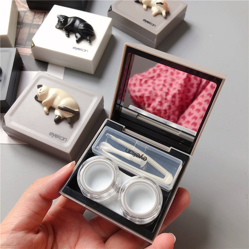 Simple Portable Care Cute Cat Contact Lens Case