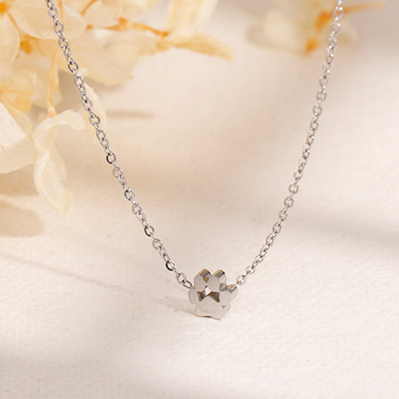 Cute Dog Paw Stainless Steel Necklace Earrings For Women Pet Bear Cat Footprint Jewelry Accessories