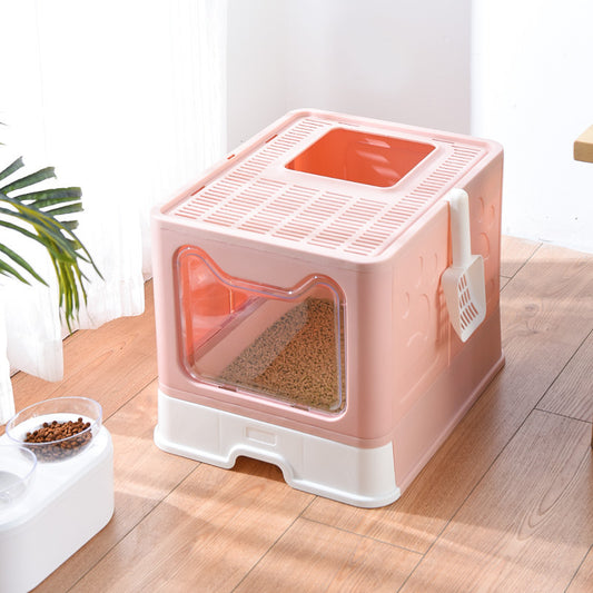 Fully Enclosed Odor-proof Drawer Foldable Cat Litter Basin