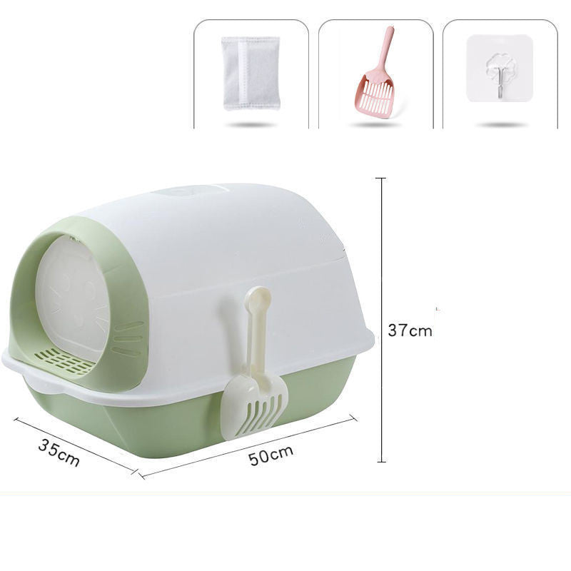 Elevated Semi-closed Litter Suction Deodorant Cat Toilet With Flip Cover