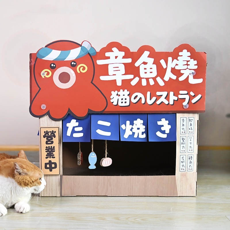 Large Japanese Style Cat Scratch Board Octopus Cat House