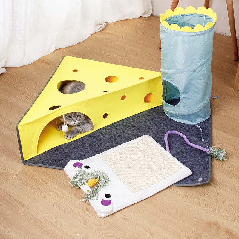 Cat Supplies Cheese Folding Tunnel Nest