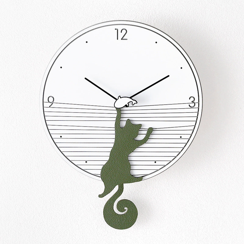 Fashionable Wagtail Cat Silent Clock