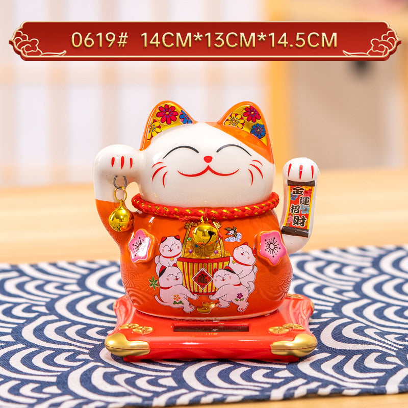 Home Chinese solar lucky cat store gifts can shake hands annual meeting gifts casual car small ornaments decorative crafts