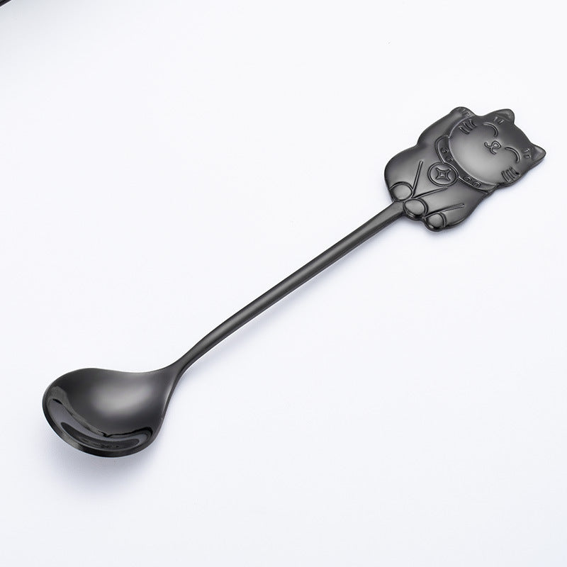 Creative Stainless Steel Cartoon Lucky Cat Spoon