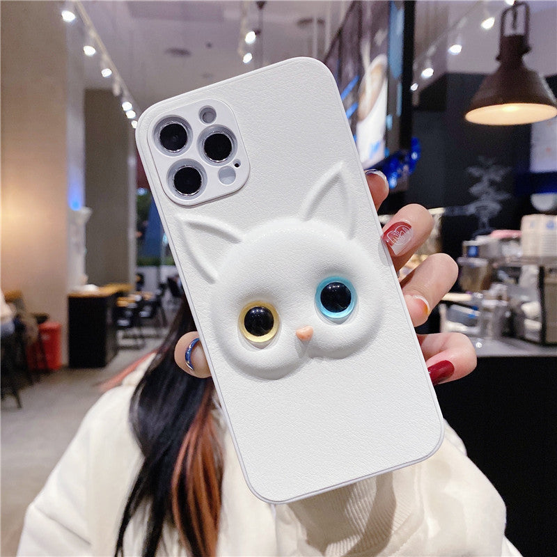 Three-dimensional Cartoon Cat Phone Case With 3D Eyes