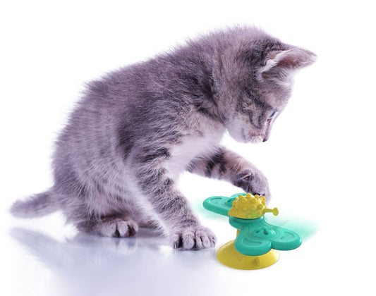 Cat Turntable Toy Butterfly Turning Windmill Teasing Cat Scratching Rubbing Pet