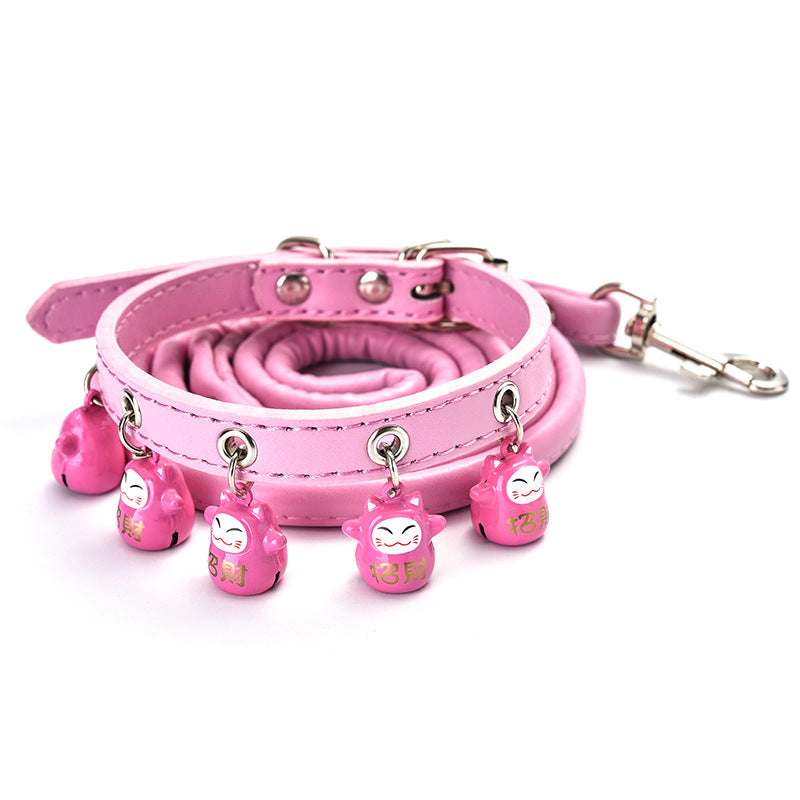 Pet Supplies Cartoon Bells Cat Collars Cat Collars Teddy Bells Chain Leash Set