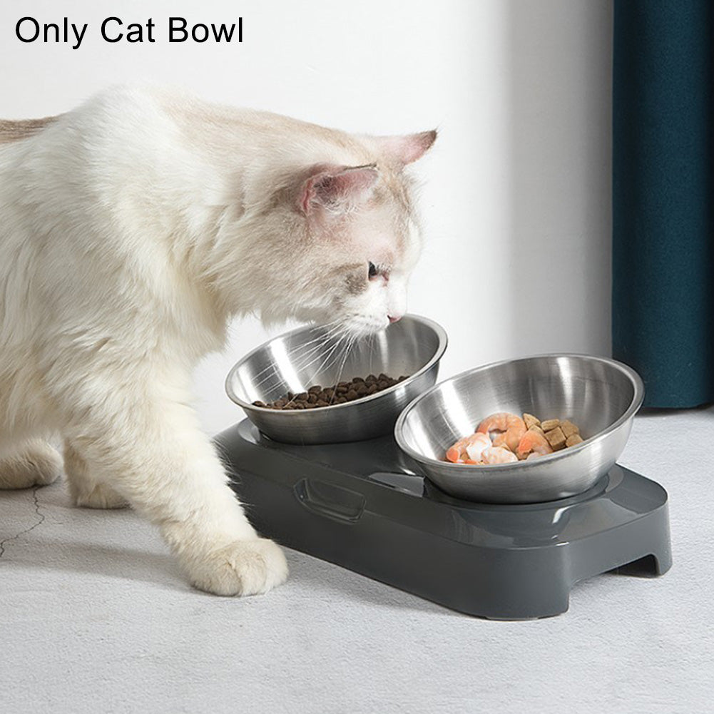 Cat Bowl Feeder Cat Bowl Pet Stainless Steel Bowl Adjustable Inclined Cat Bowl Inclined Water Bowl