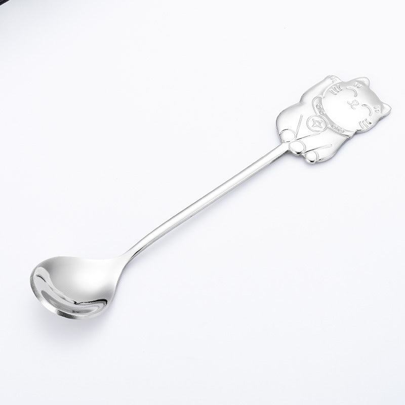 Creative Stainless Steel Cartoon Lucky Cat Spoon