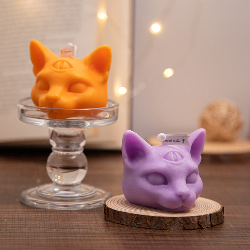 Halloween Three-eye Cat Head Aromatherapy Candle