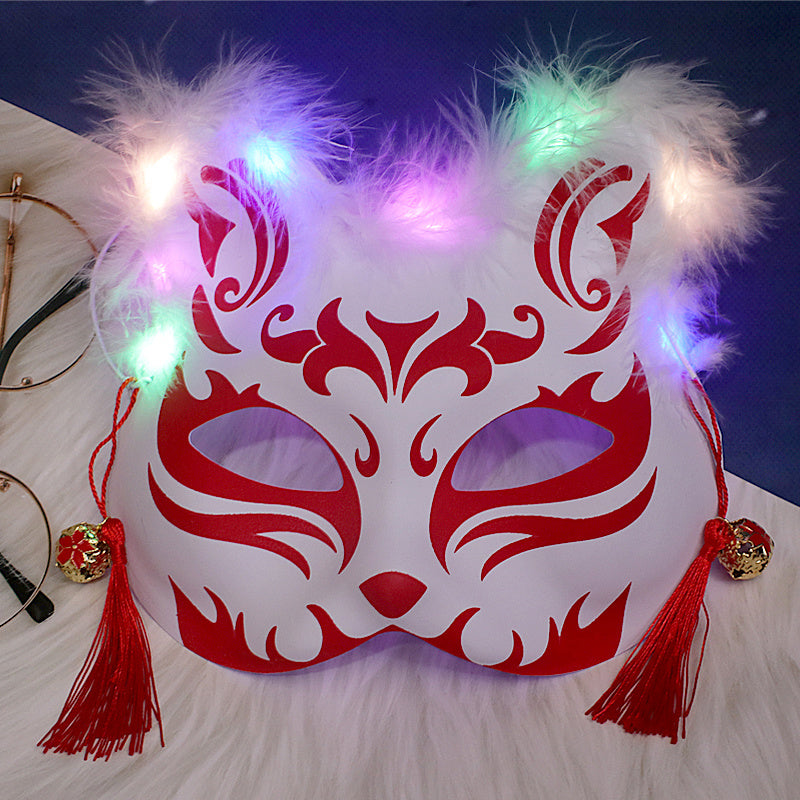 Luminous Feather Fox Mask Two-faced Cat