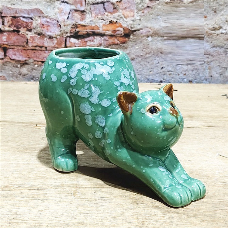 Cartoon Cute Cat Ceramic Succulent Small Flower Pot