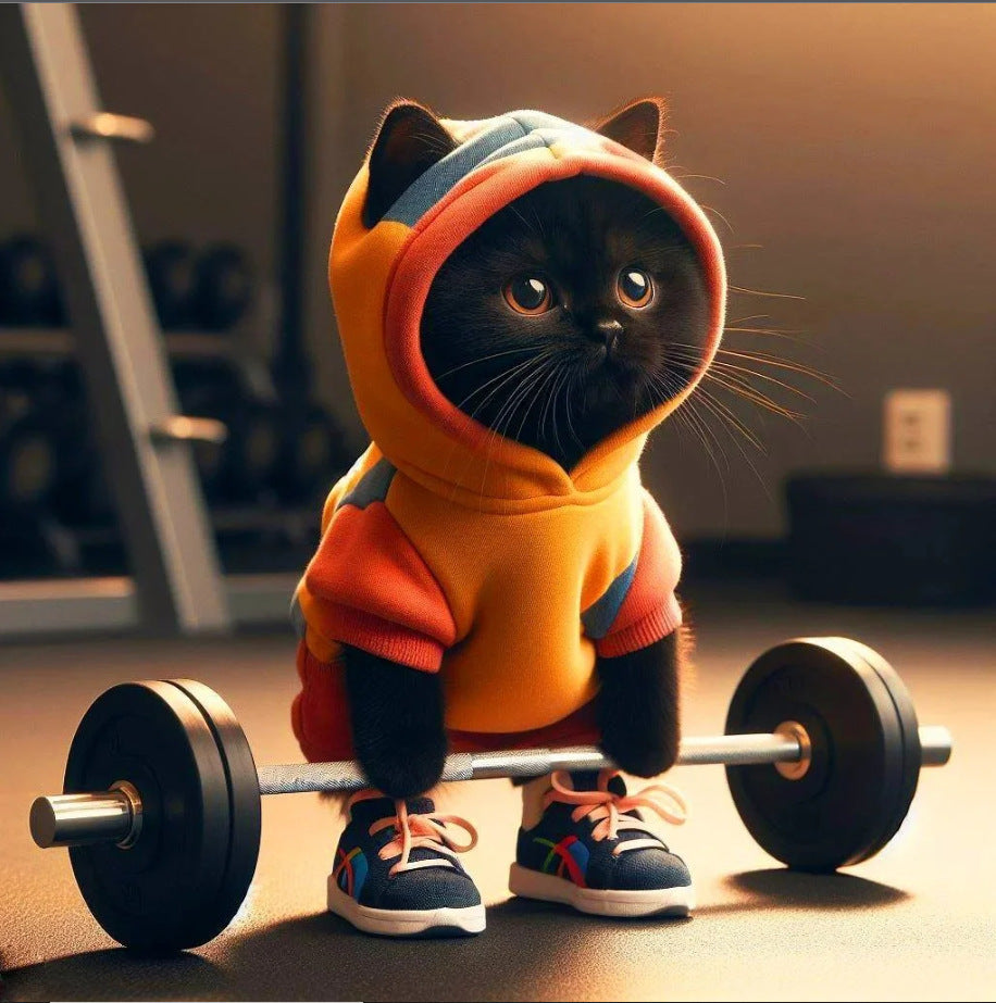 Cute Fitness Cat Sculptured Ornaments