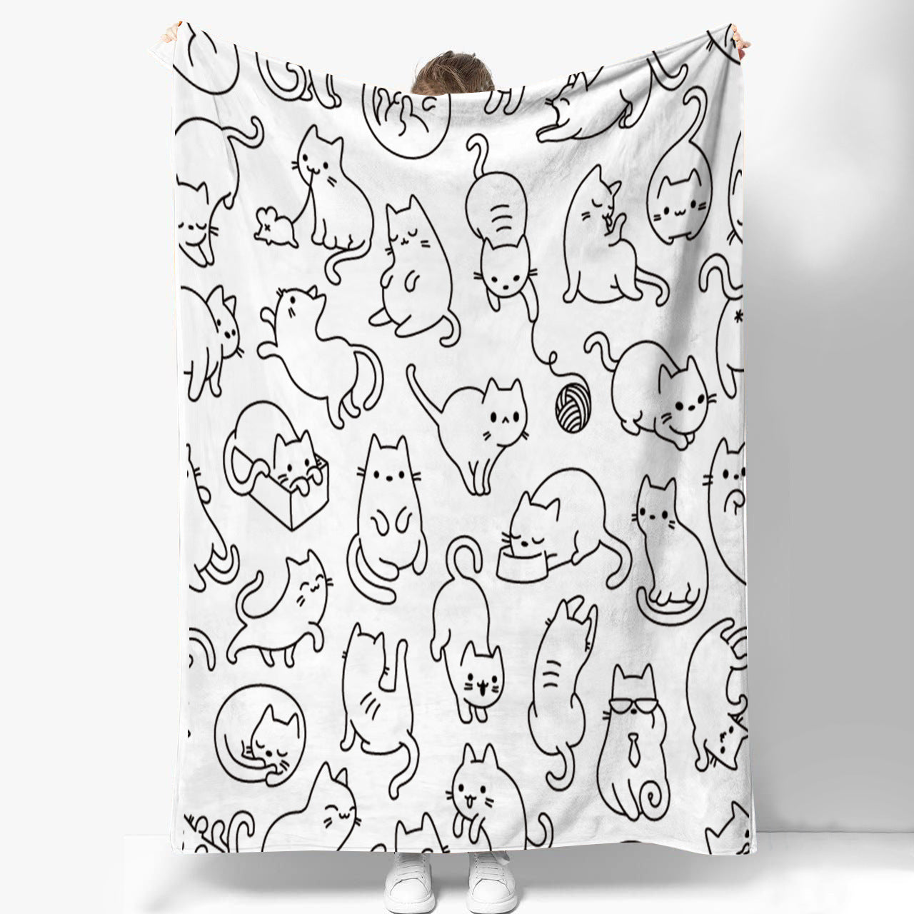 Cute Cat Digital Printing Flannel Blanket