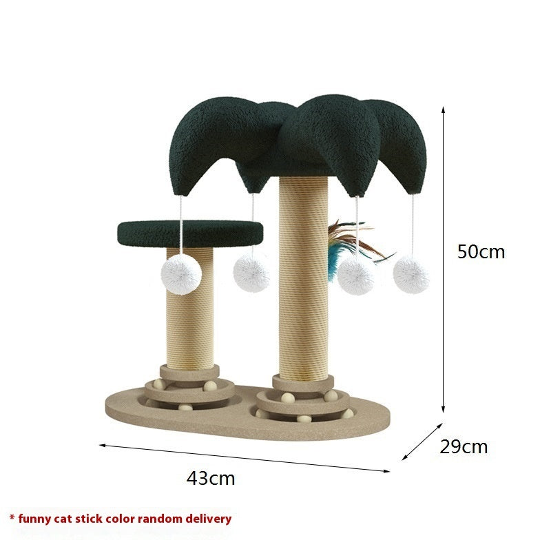 Cat Self-Hi Solid Wood Turntable Scratching Post Cat Teaser Durable Sisal Cat Climbing Frame