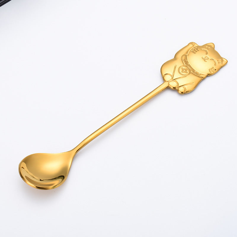 Creative Stainless Steel Cartoon Lucky Cat Spoon