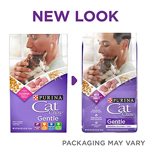 Purina Cat Chow Gentle Dry Cat Food, Sensitive Stomach + Skin - 13 lb. Bag