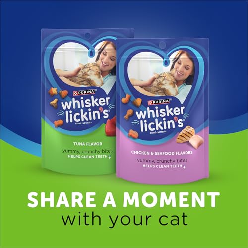 Purina Whisker Lickin's Cat Treats, Crunchy and Yummy Tuna Flavor - (Pack of 4) 10 oz. Pouches