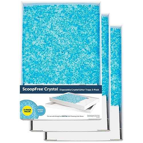 PetSafe ScoopFree Crystal Cat Litter & Refill Tray, Fresh Scent, 4.3 Lb Bag with Each Tray, Pack of 3