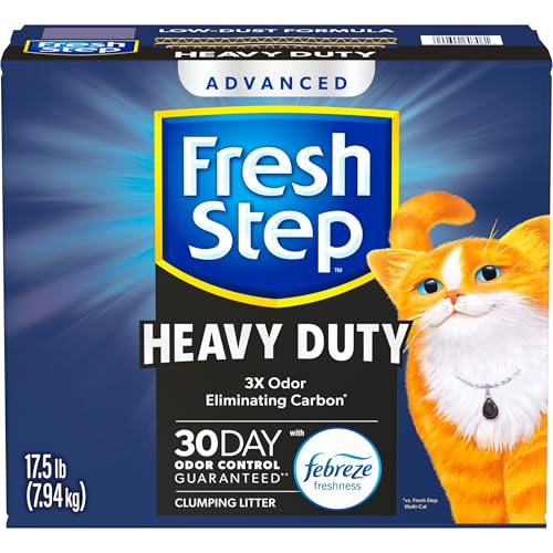 Fresh Step Clumping Cat Litter, Heavy Duty Advanced, Long Lasting 30-Day Odor Control with Odor Eliminating Carbon, 17.5 lb