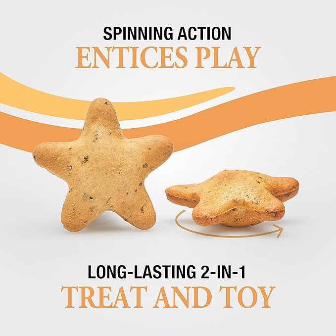 Good 'N' Tasty Spinning Stars Cat Treats, 3.2 Ounce Bag, 2-in-1 Treat & Toy Made with Real Chicken, Chicken Liver & Catnip, Encourages Playfulness & Low Calorie