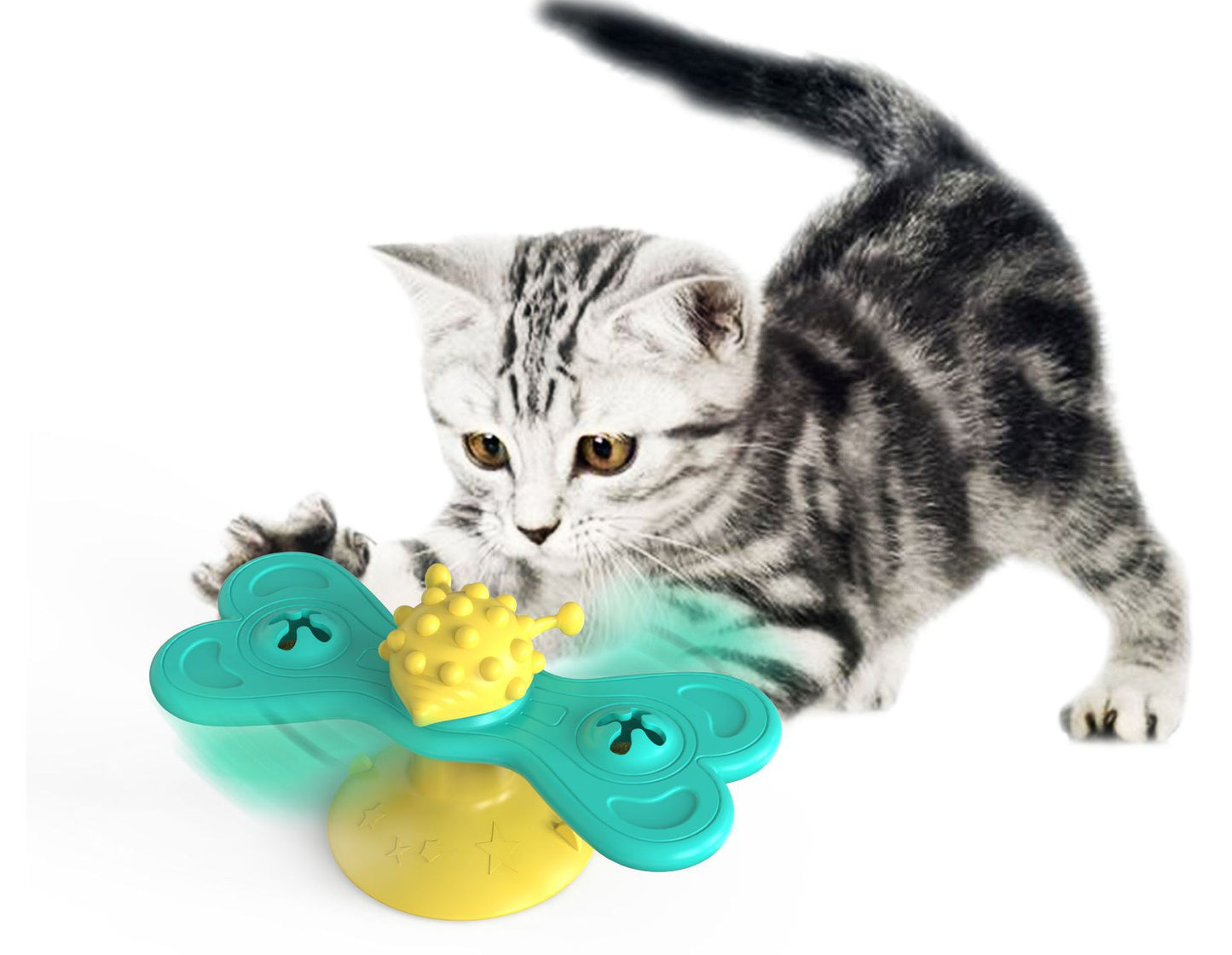 Cat Turntable Toy Butterfly Turning Windmill Teasing Cat Scratching Rubbing Pet