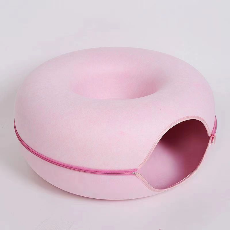 Donut Cat Bed Cats Cushion Nest Sleeping Kitten Cave Puppy Home Bed Cat Tunnel Interactive Game Toy